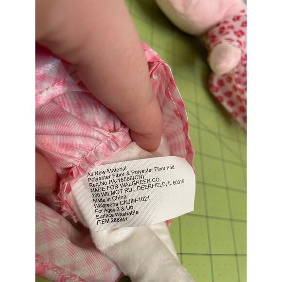 Happy Go Fluffy White & Pink Easter Bunny Rabbit Plush Stuffed Satin 11” Set Lot - Picture 6 of 9